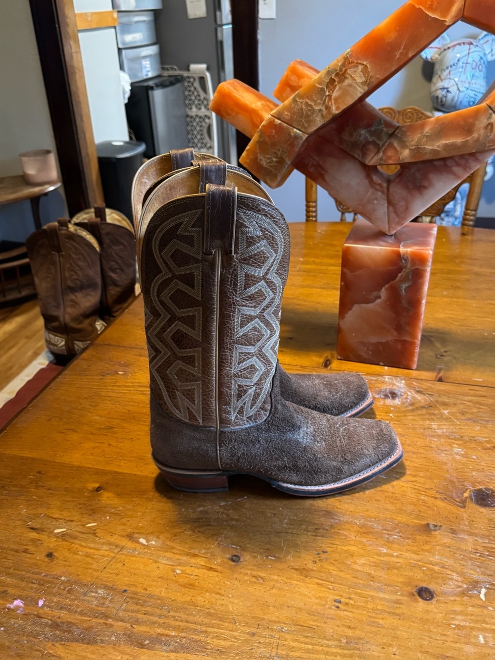 Vintage Nocona Brown Leather Cowboy Boots Sz 10 D